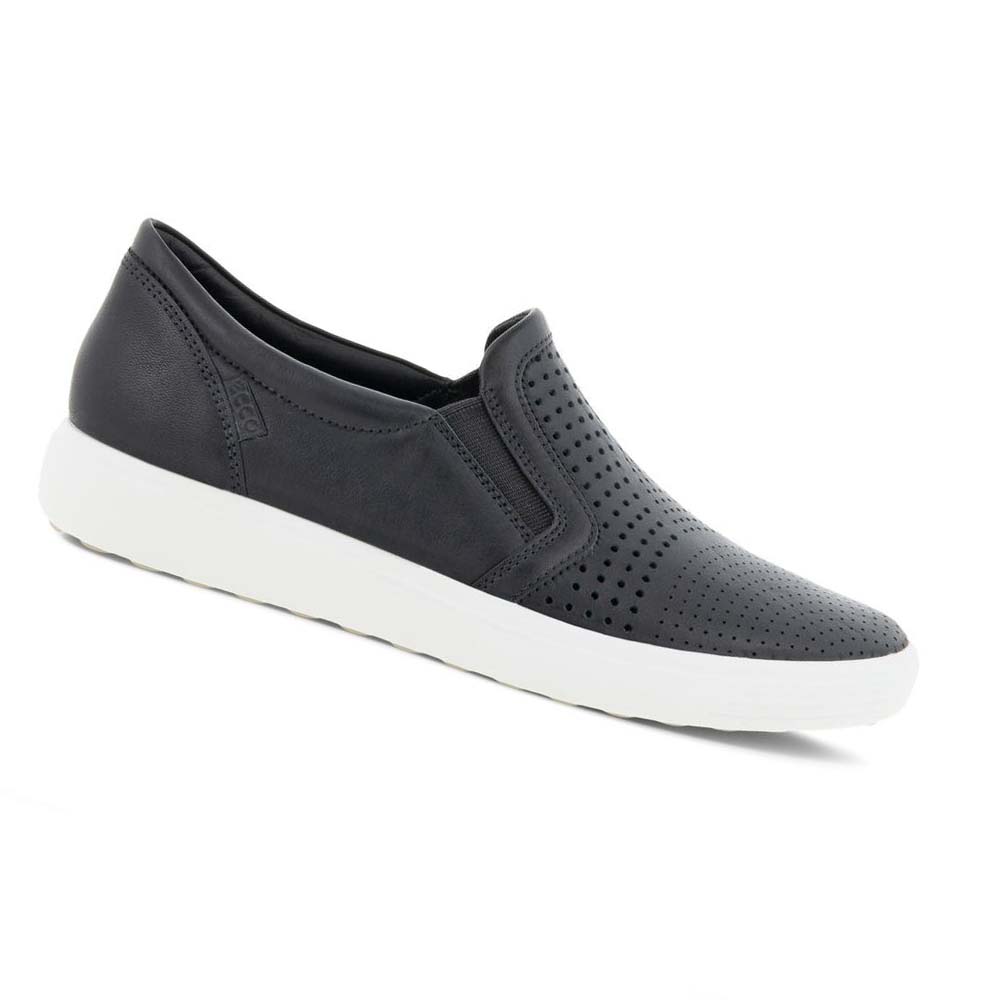 Women\'s Ecco Soft 7 Slip-on Sneakers Black | Canada 244EBC